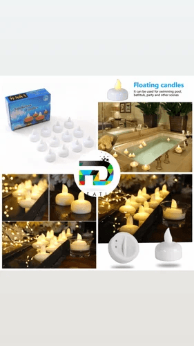 White Water Floating Led Flickering Candles Lights (Pack Of 12) at ...