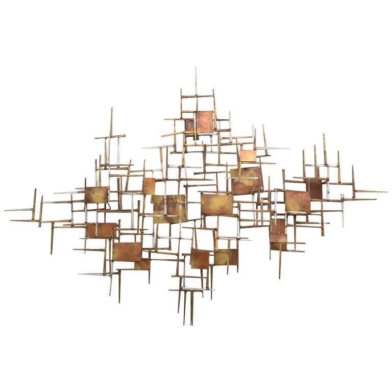 1950's/1960's Mixed Metal Wall Sculpture at 1stDibs