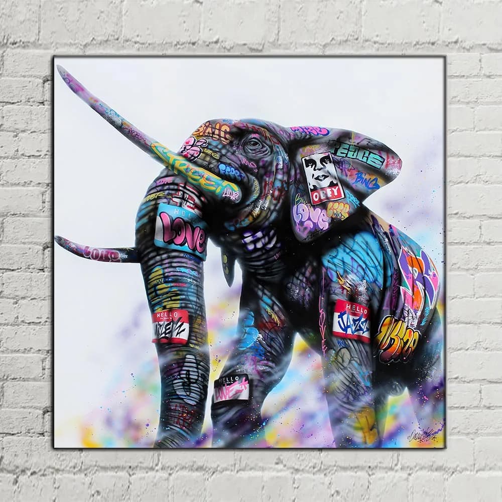 Elephant Graffiti Canvas Art — Daedalus Designs