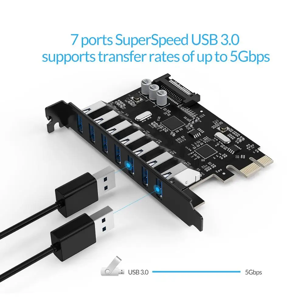 ORICO SuperSpeed 7 Port USB 3.0 PCI-E Express Card with a ...