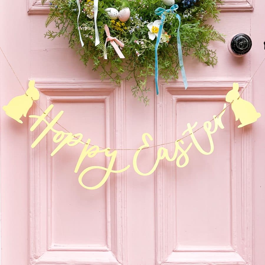 Happy Easter Handwritten Acrylic Banner - Hoppy Easter with Bunny ...