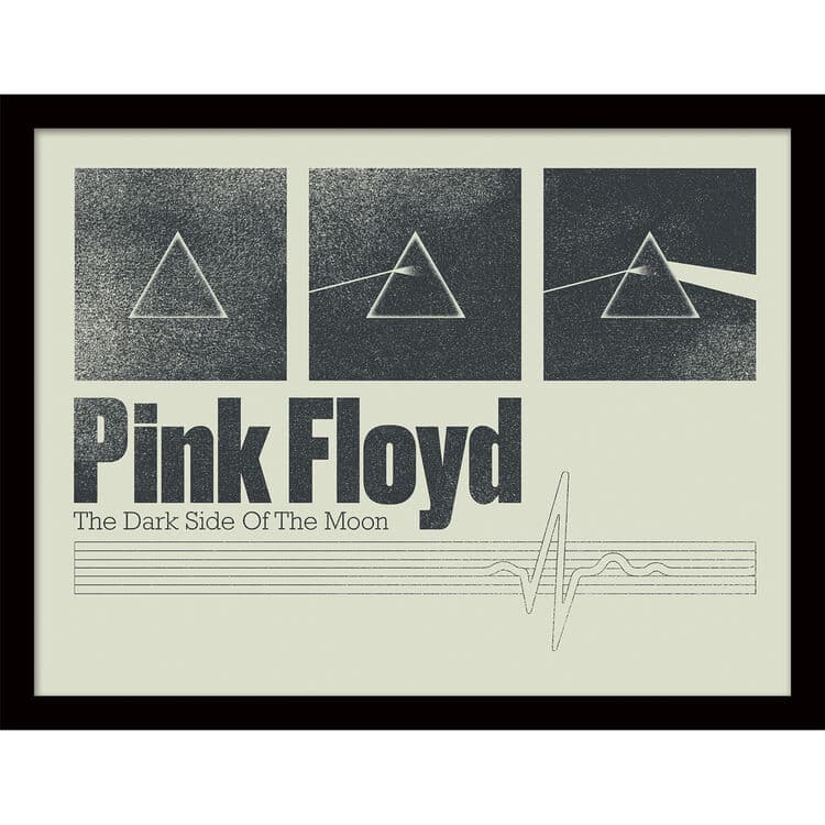 Dark Side 50th Black & White Prisms Framed Art Print by Pink Floyd: The ...