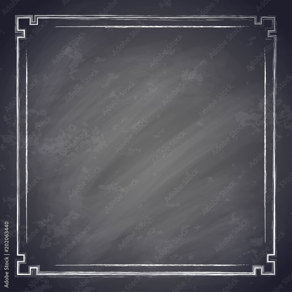 Vintage chalkboard background with square chalk frame, old black board ...