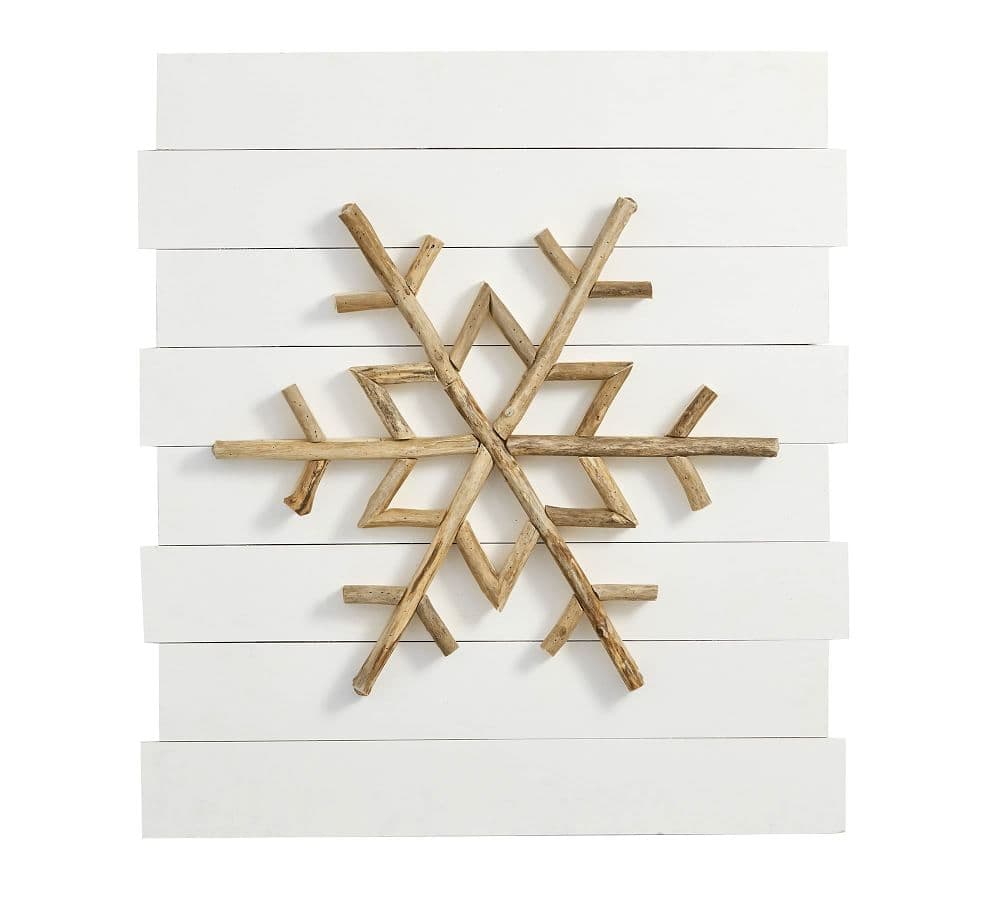 Planked Wood Snowflake Wall Art | Pottery Barn