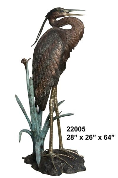 Bronze Heron Fountain & Statue