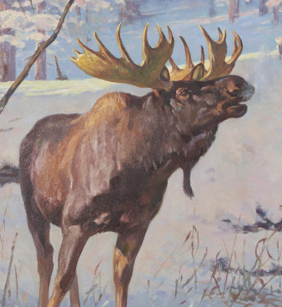 Lot 604: Large Dwayne Harty Oil on Canvas Wildlife Painting | Case Auctions