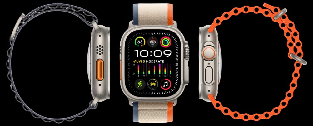 Apple Watch Ultra [GPS + Cellular 49mm] Titanium Case with Midnight Ocean Band, One Size (Renewed)