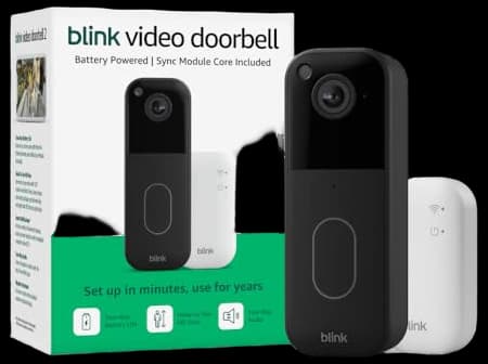 All-new Blink Video Doorbell – Head-to-toe HD view, two-year battery, simple setup. Sync Module Core included – System (Black)