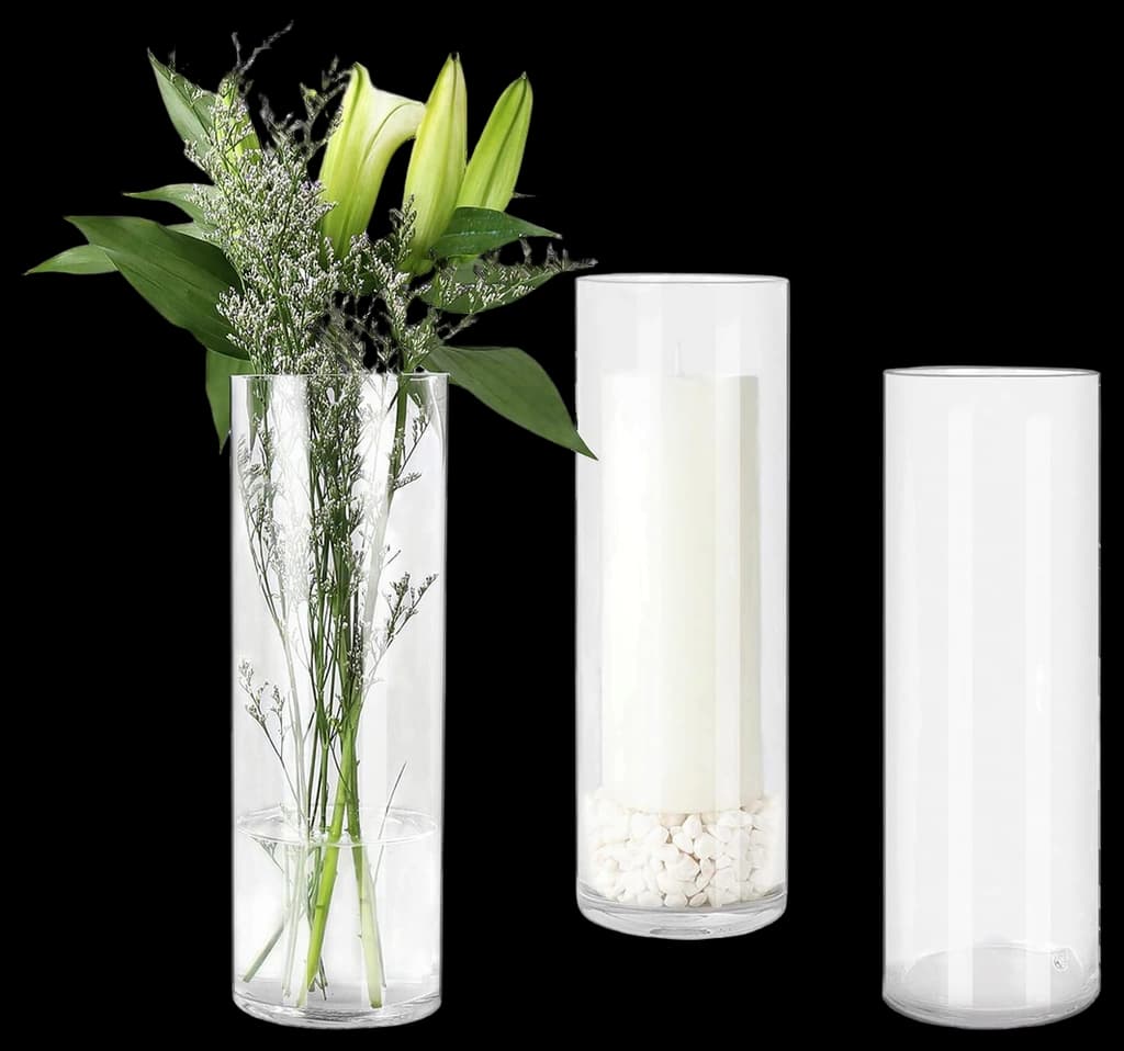 Amazon.com: 3 Pack Clear Glass Cylinder Vases, Table Flowers Vase ...