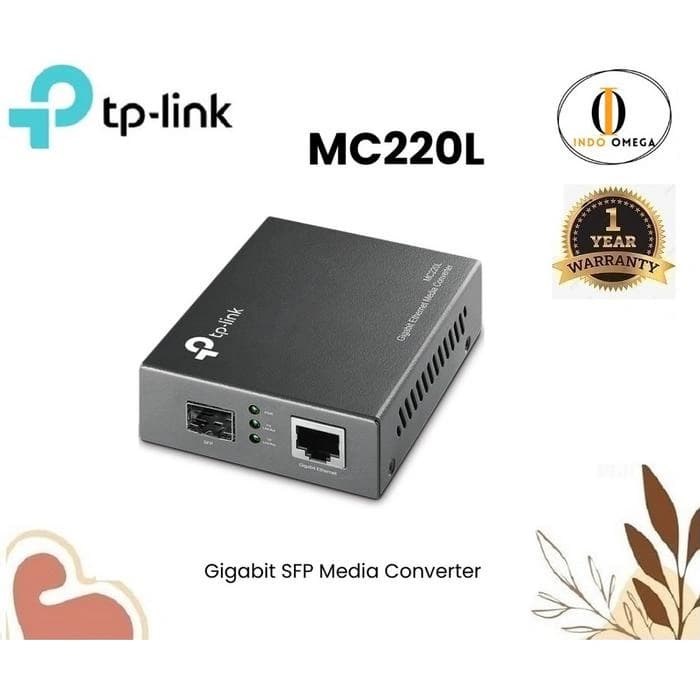 TP-Link Gigabit SFP to RJ45 Fiber Media Converter | Fiber to Ethernet Converter | 10/100/1000Mbps RJ45 Port to 1000Base-SX/LX SFP Slot Supporting MiniGBIC Modules (MC220L)