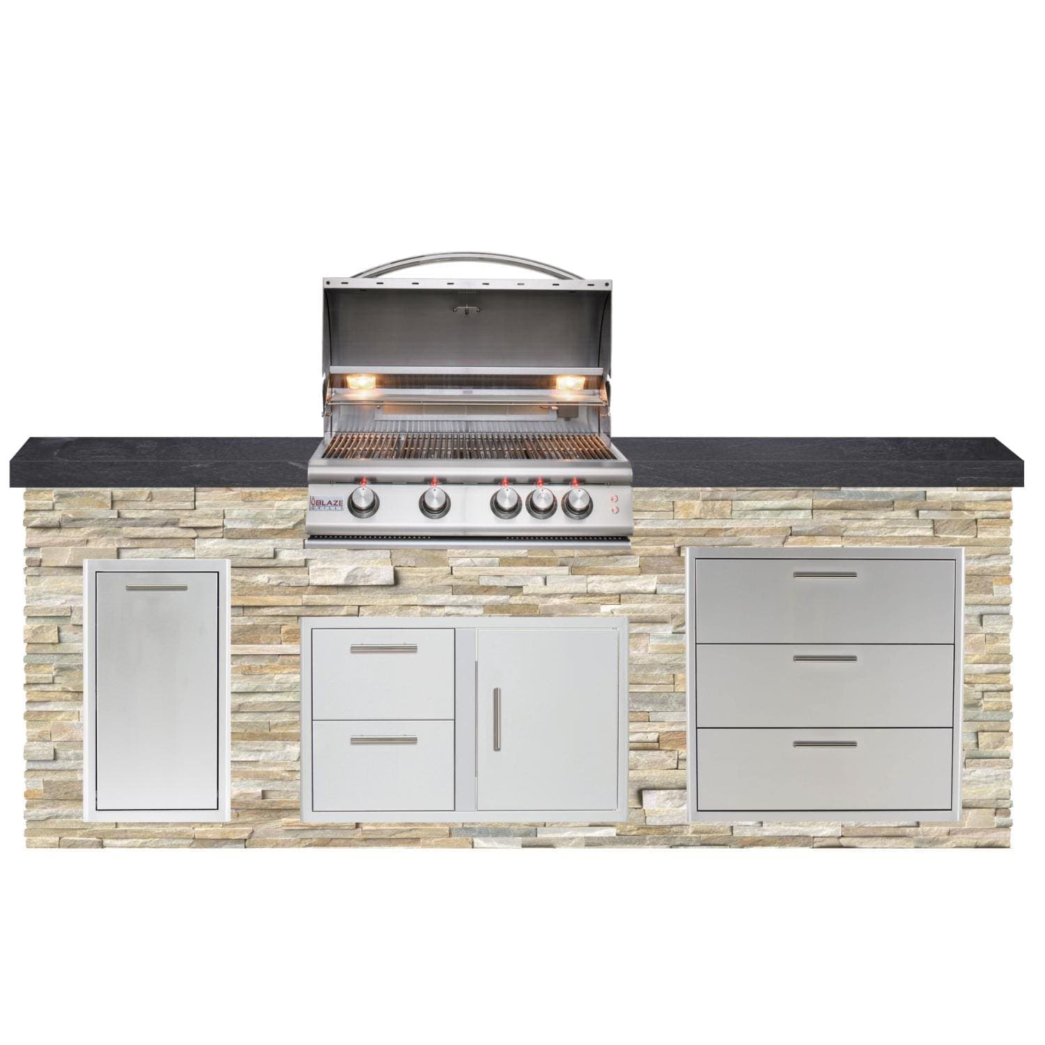 BBQGuys Signature 8ft Luxury Outdoor Island W/ Blaze Premium LTE 32 ...