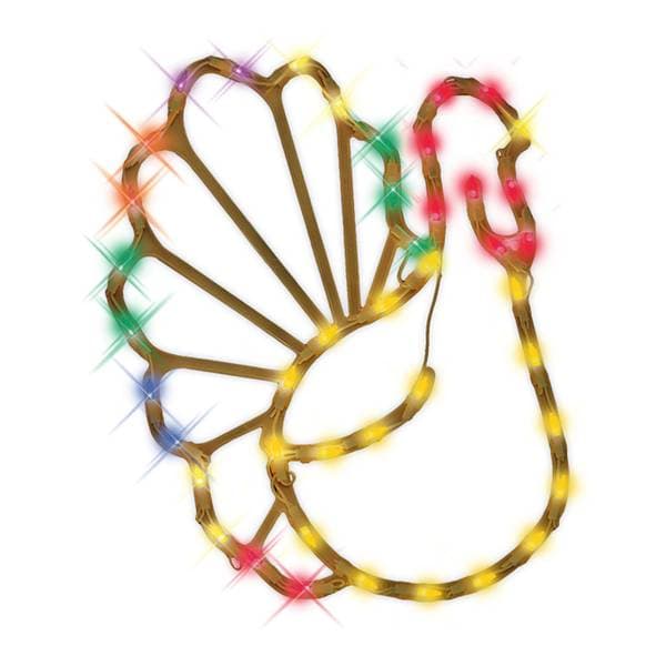 Impact Innovations 14"x17" Lighted Thanksgiving Turkey Window Ornamental