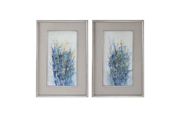 Indigo Florals Framed Art Set of 2 at Gardner-White