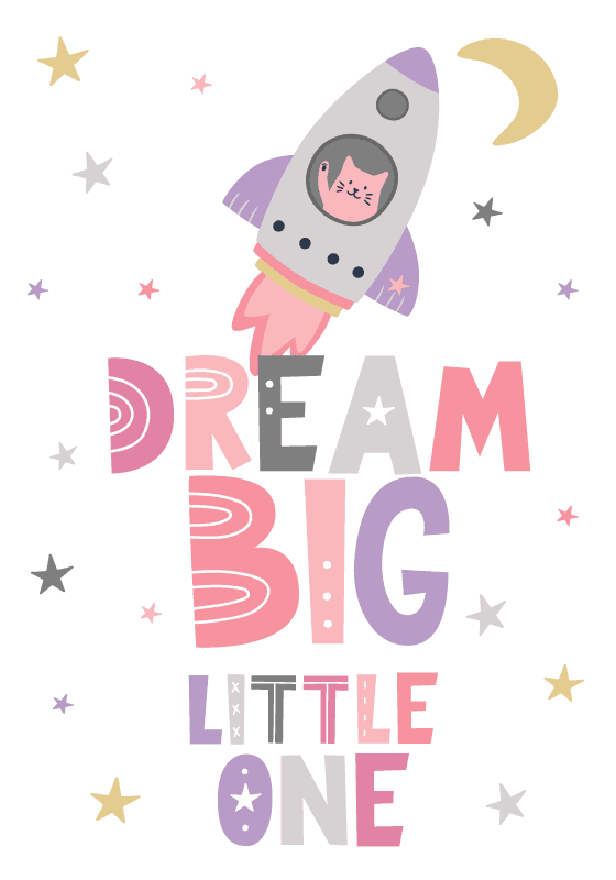Dream big little one motivational text children's wall poster - TenStickers