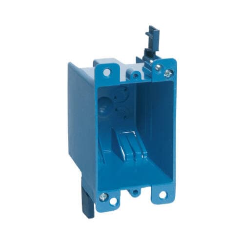 Carlon B114R-UPC Outlet Box, 1 -Gang, PVC, Blue, Clamp Mounting