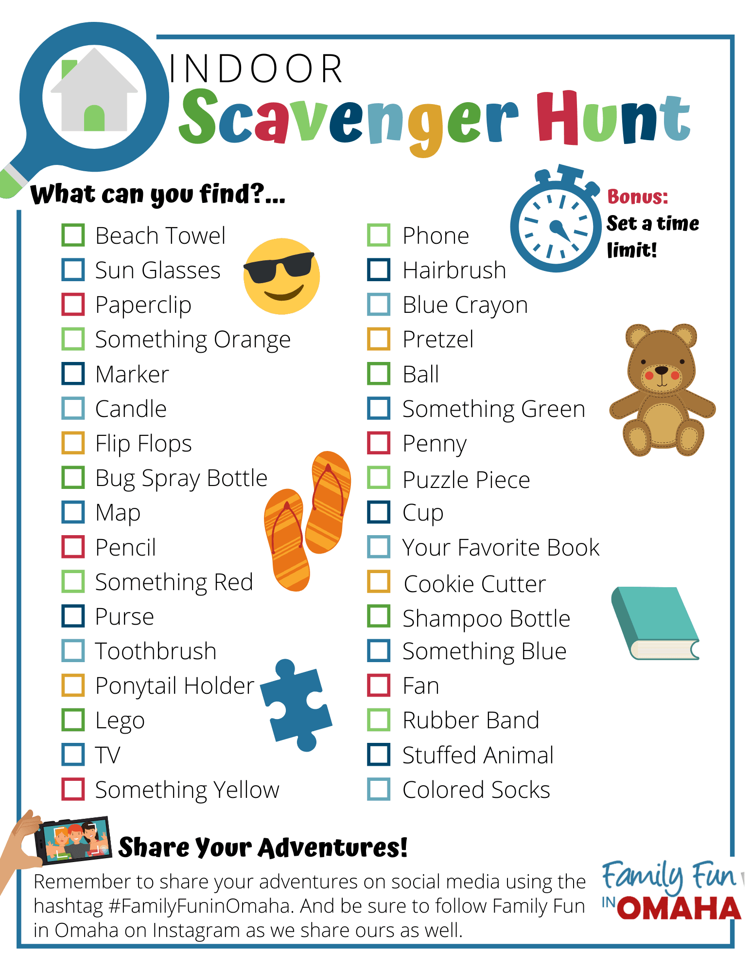 Indoor Scavenger Hunt List