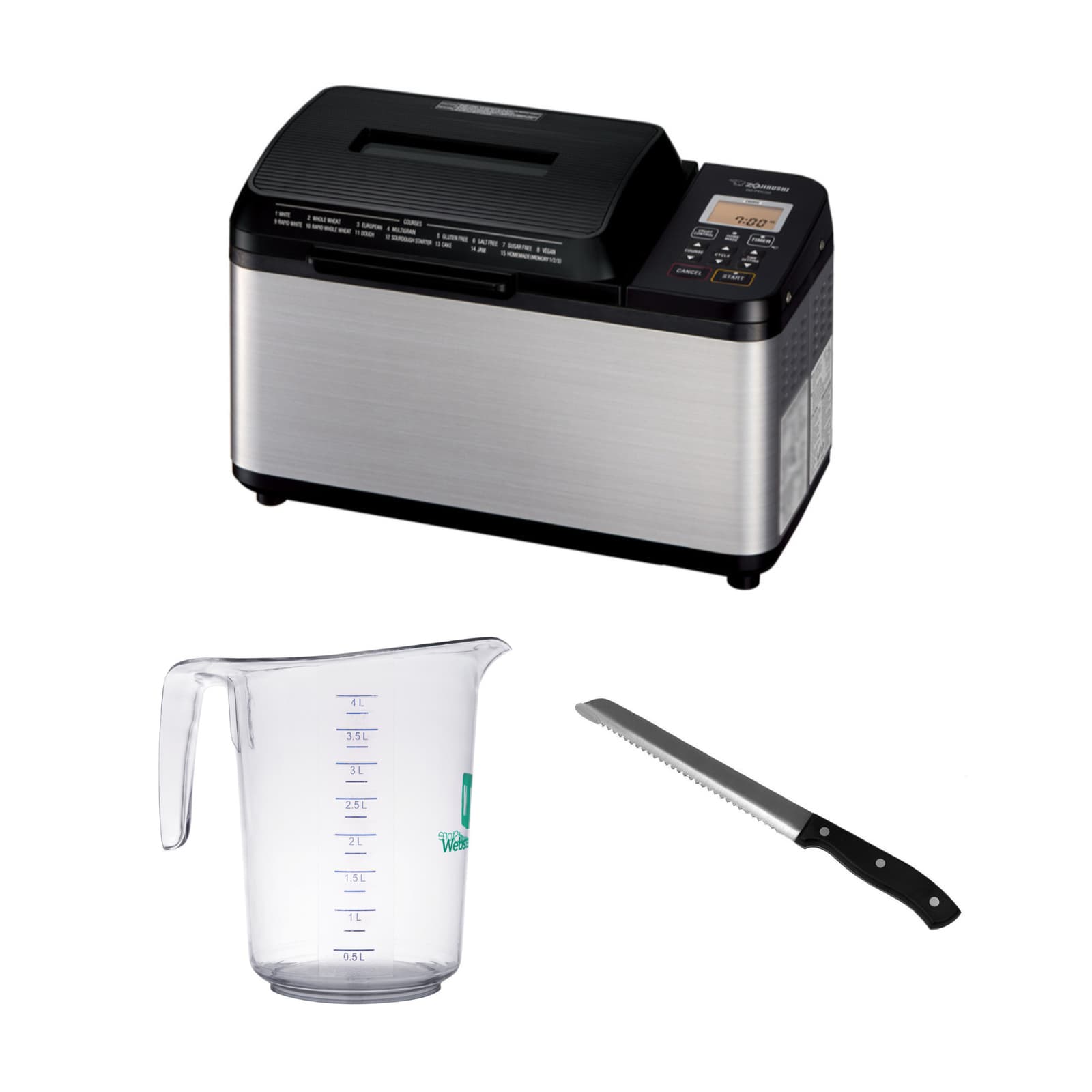 Zojirushi BB-PDC20BA Home Bakery Virtuoso Plus Breadmaker 2 LB Bundle ...