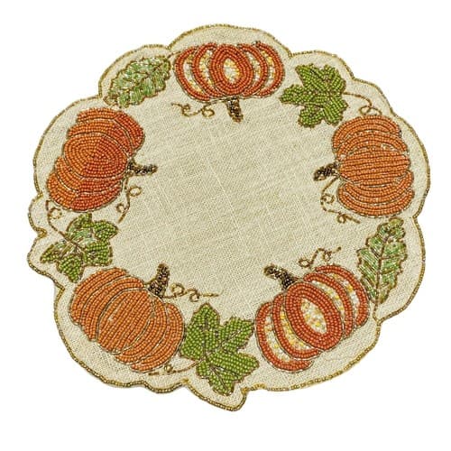 Rachel Zoe Fall Harvest Autumn Pumpkin Patch 15in Beaded Charger ...