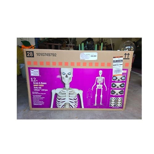 Home Depot 12 Ft. Grave & Bones Giant-Sized Skeleton with LifeEyes LCD ...