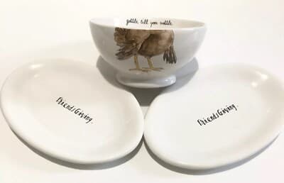 NEW RAE DUNN MAGENTA White Ceramic THANKSGIVING TURKEY GOBBLE TILL YOU ...