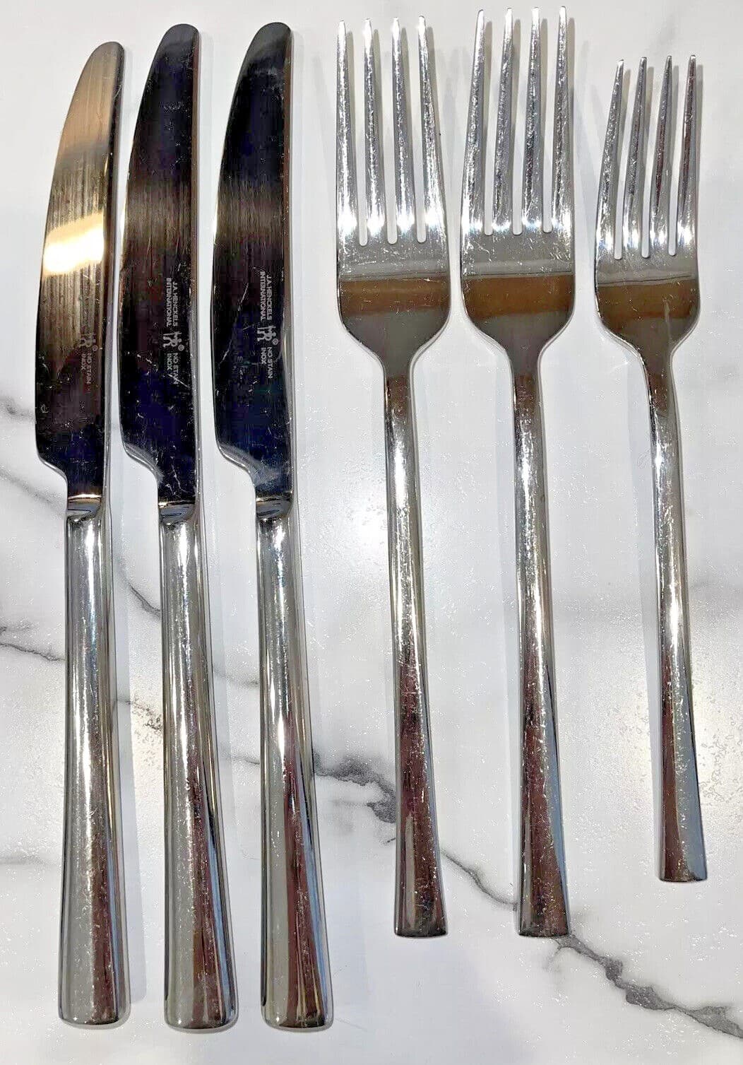 Zwilling JA Henckels Flatware 4 Knives 2 Dinner Forks 1 Salad Fork ...