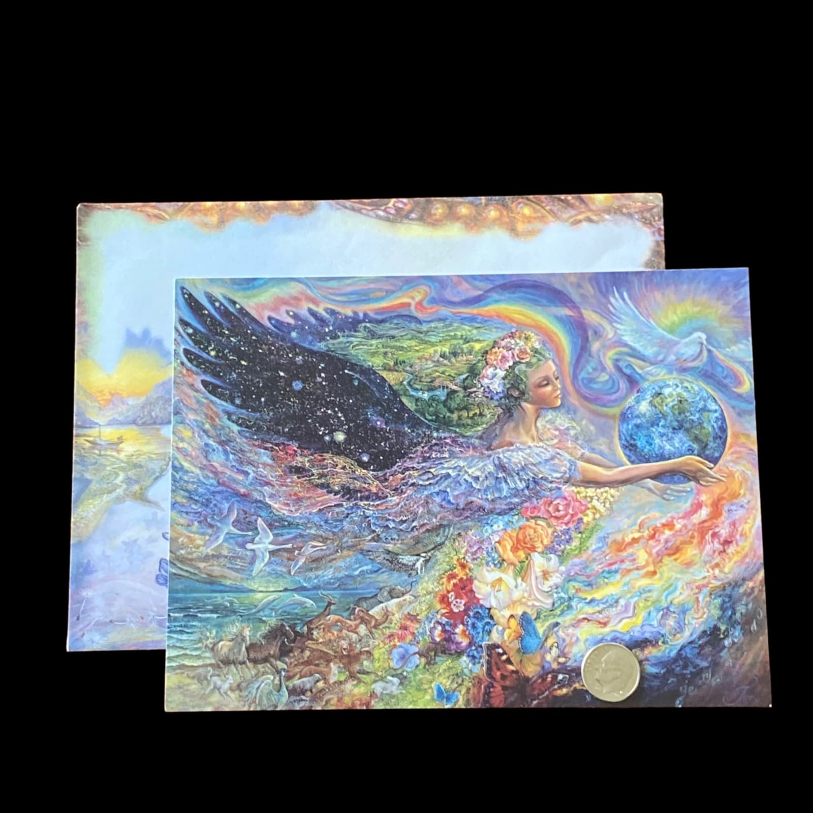 HTF Josephine Wall EARTH ANGEL Greeting Card Universe Peace Flowers ...