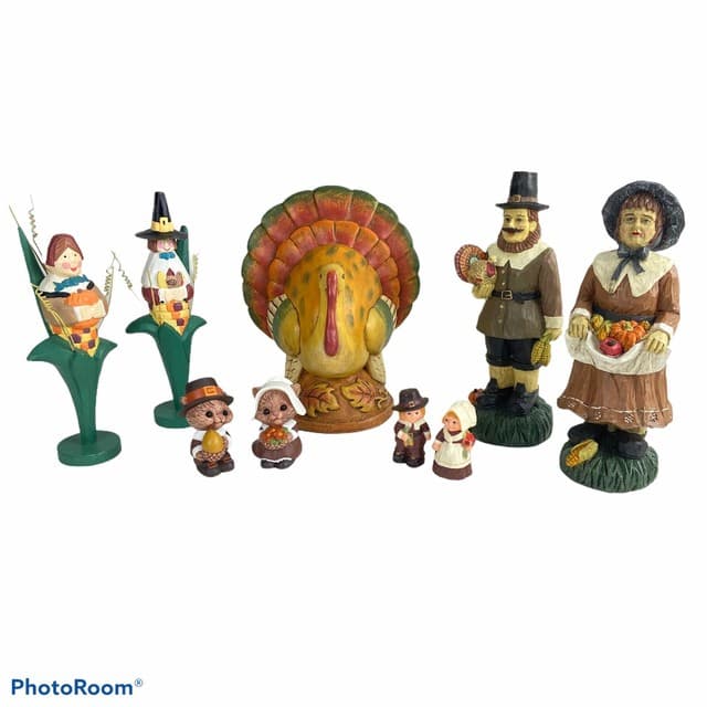 Bethany Lowe Thanksgiving Pilgrim Child Turkey Pumpkin Harvest Ornament ...