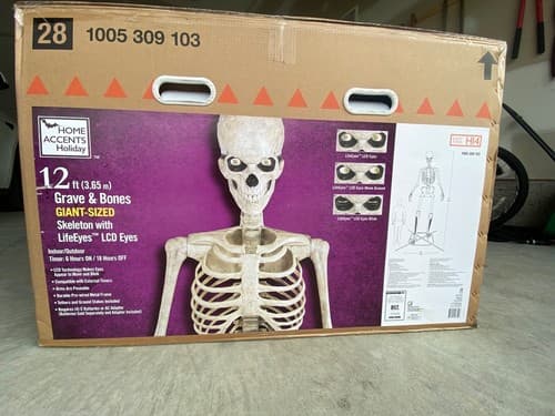 12 ft Giant-Sized Skeleton with LifeEyes(TM) LCD Eyes Home Depot | eBay