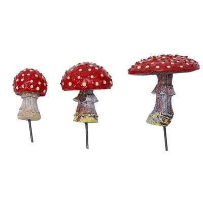 Adorable Garden Mushroom Ornaments Toadstool Outdoor Statues Red Cap ...