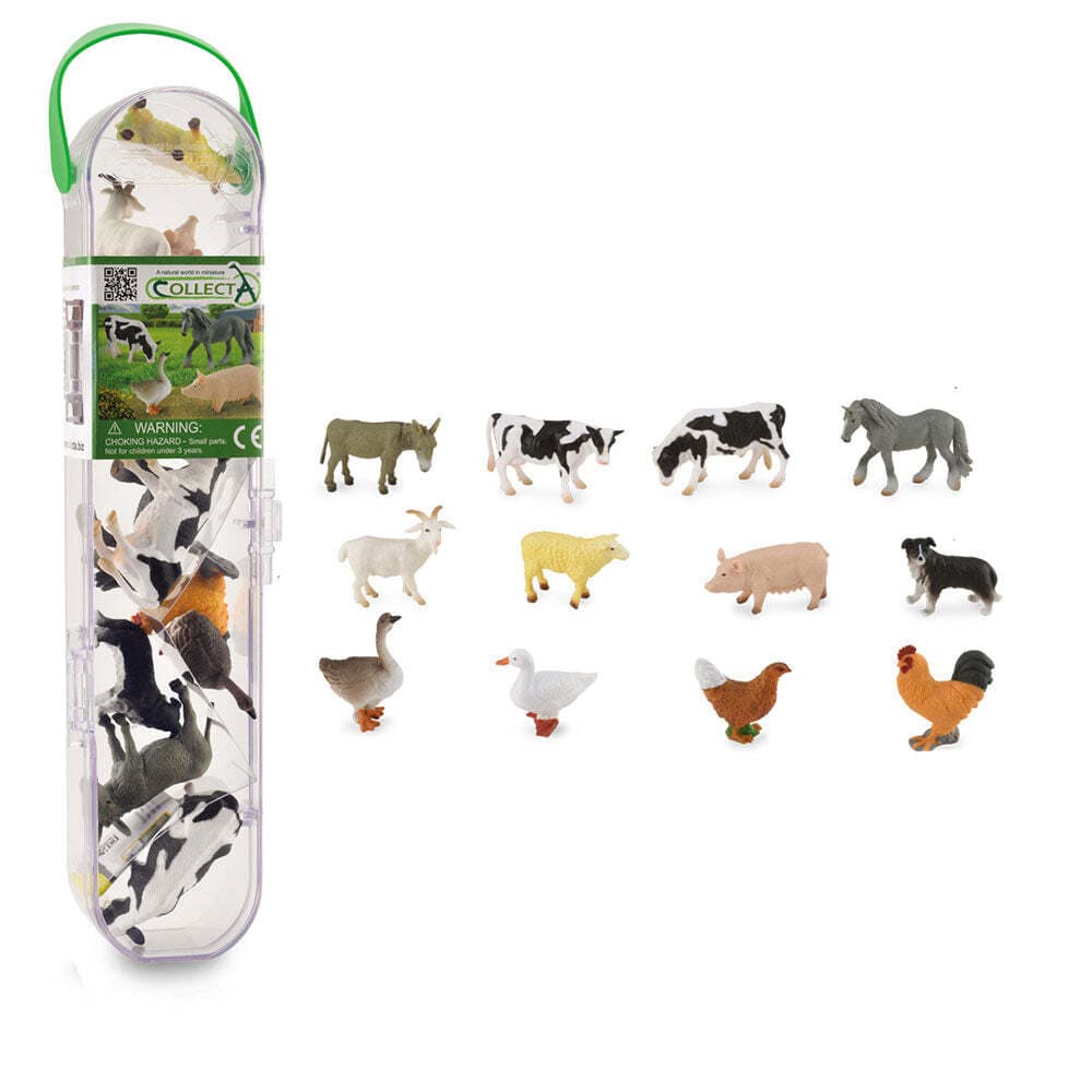 CollectA Farm Life Miniature Barnyard Figures and Carrying Case Pack of ...