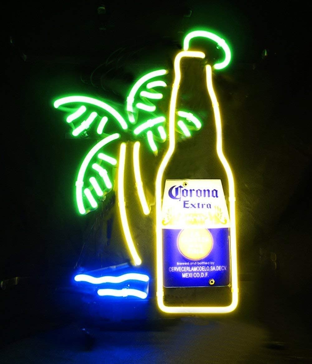 Corona Extra Beer Palm Tree Bottle 17"x14" Neon Light Sign Lamp Wall ...