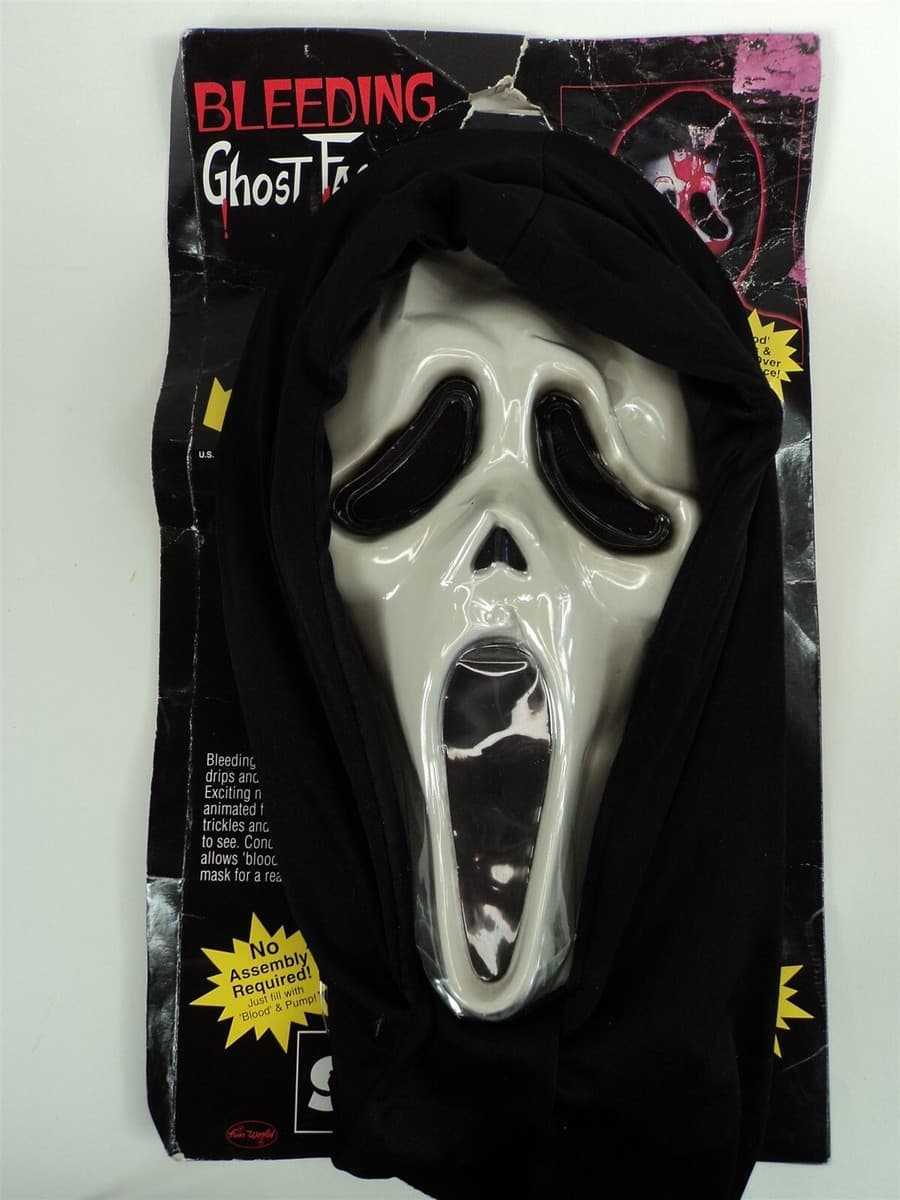 1997 Fun World Scream Bleeding Ghost Face Mask w/ Blood Pumping ...