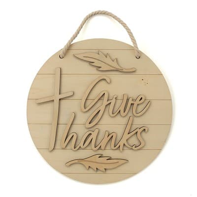 Fun Express DIY Unfinished Wood Religious Give Thanks Door Sign | eBay