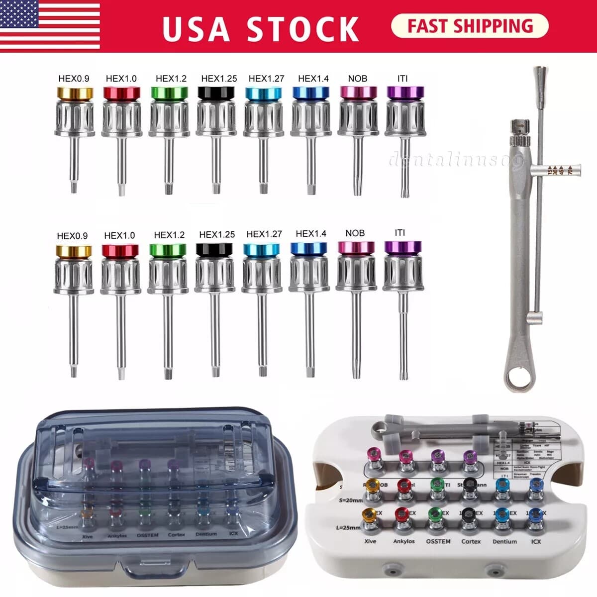 Dental Universal Implant Prosthetic Kit Torque Wrench Screw ...