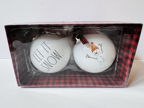 Rae Dunn Glass Ornaments Set of 2 Let It Snow Snowman Christmas NIB | eBay