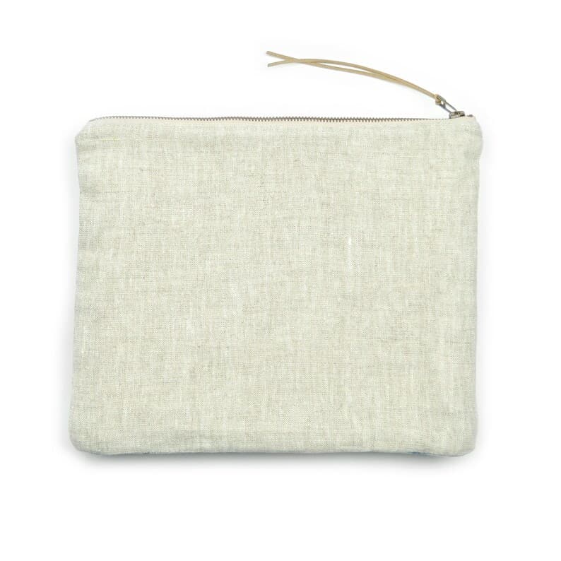 Indigo Shibori Big Linen Pouch in Stripe Pattern With Metal - Etsy