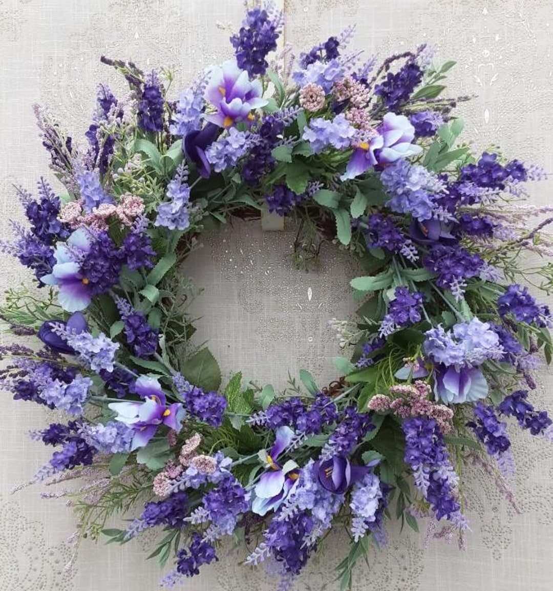 LAVENDER FLORAL WREATH, Door Wreath, Summer Wreath, Cottage Wreath ...