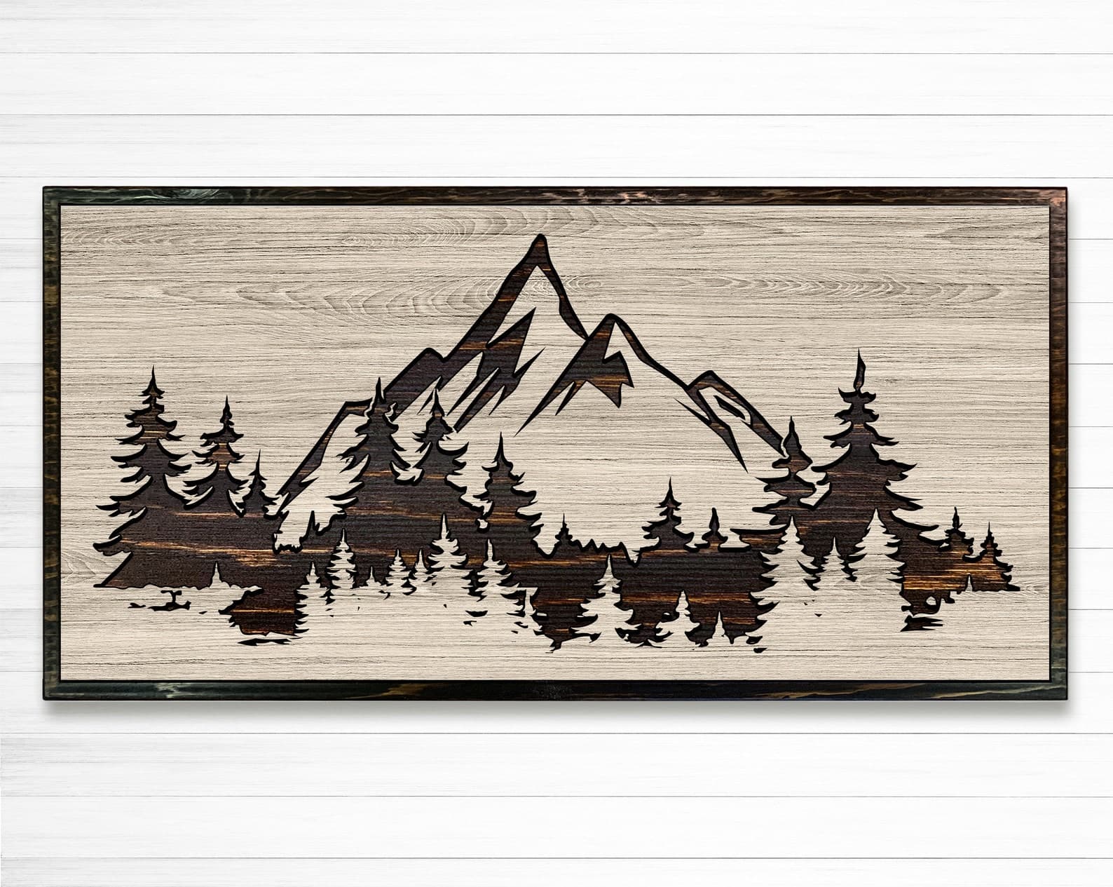 Mountain Wood Wall Art Cabin Wall Decor Nature and Tree Art Carved Wood ...