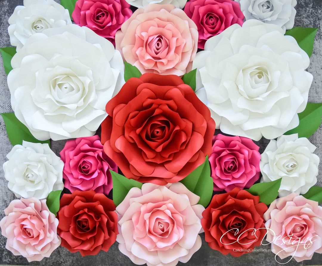 Paper Rose Flower Wall Backdrop, Paper Rose Flower Templates, PDF ...