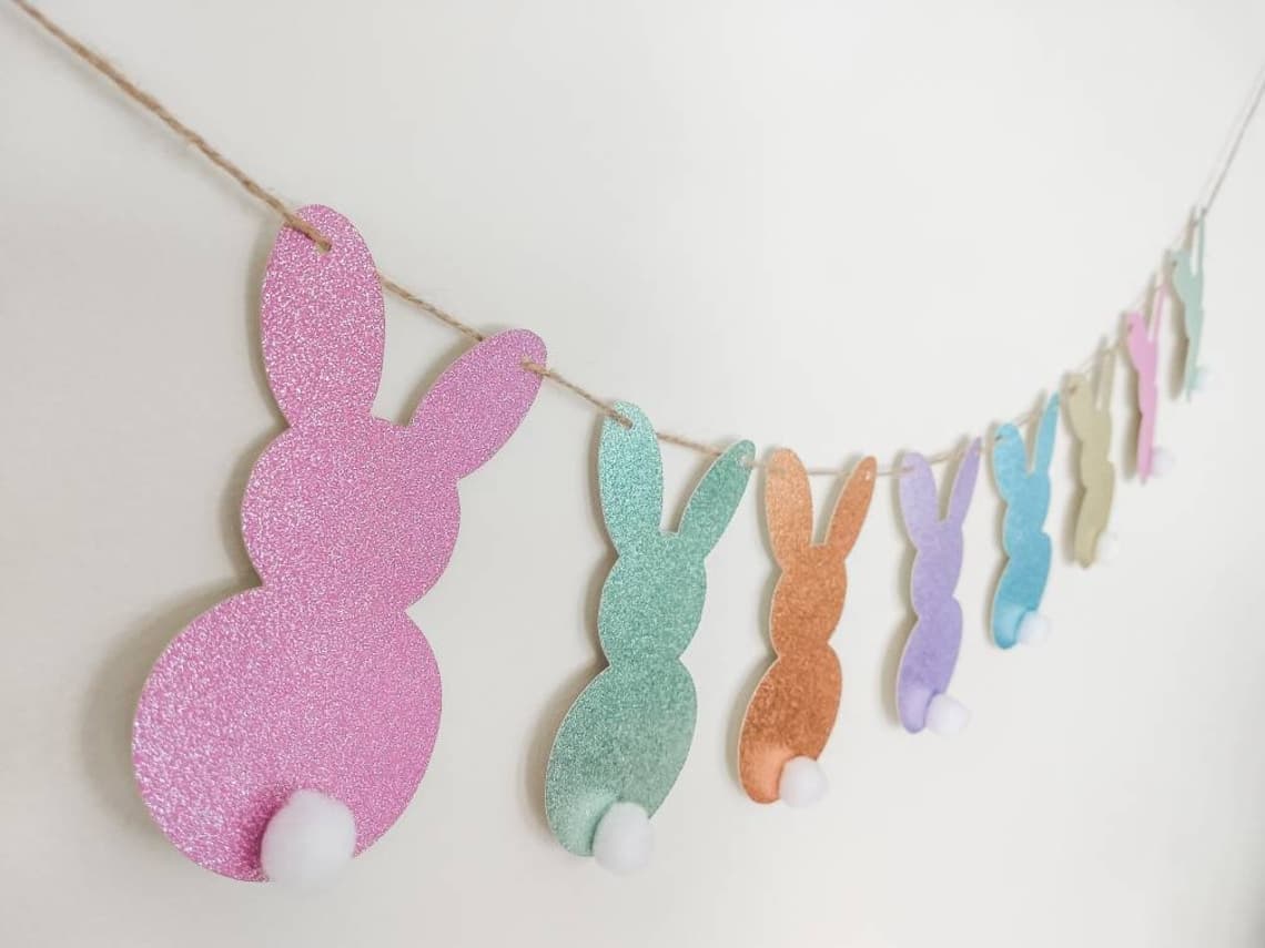 Easter Garland Bunny Banner Spring Banner Fireplace Decor | Etsy