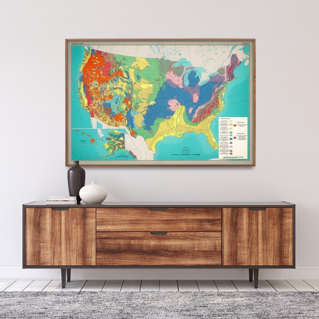 Geology of USA| Vintage Geologic US Map Print| American Geology Poster ...