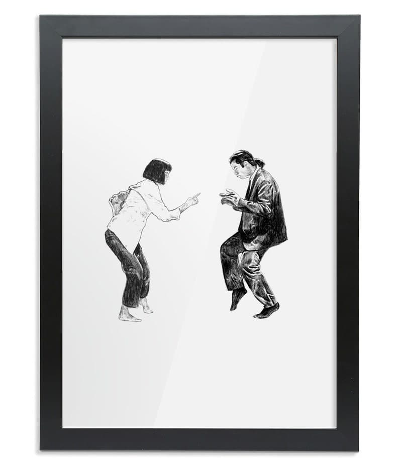 Pulp Fiction Dance Scene Print Classic Movie Wall Art Black and White ...