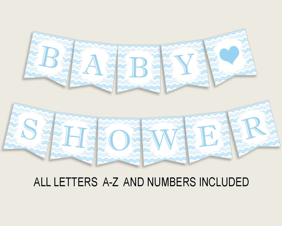 Chevron Baby Shower Banner All Letters, Birthday Party Banner Printable ...