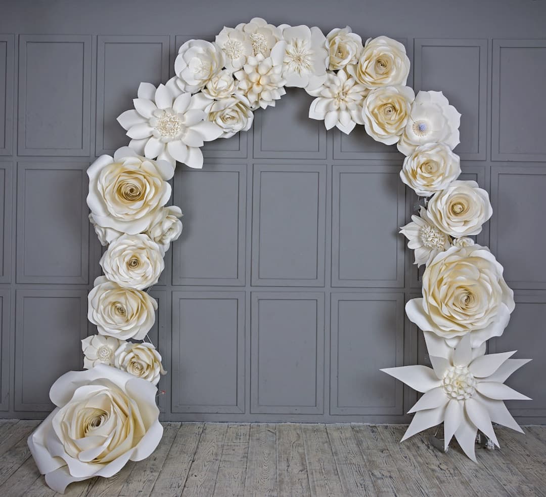 Wedding Arch Paper Flowers of Various Shapes, Wedding Venue Decoration ...