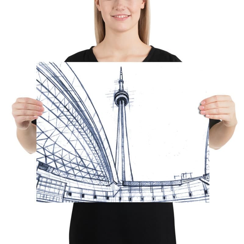 Toronto CN Tower Landmark Art Print Hand Drawn Architecture | Etsy