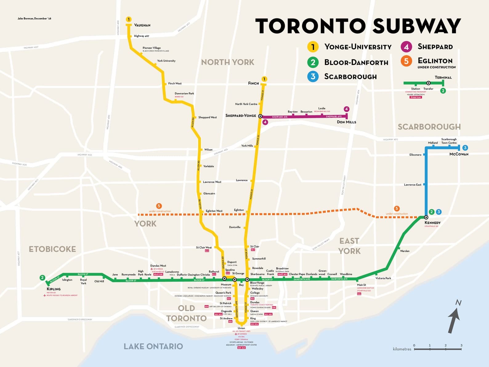 Toronto Subway Map Poster - Original Art Print - Etsy