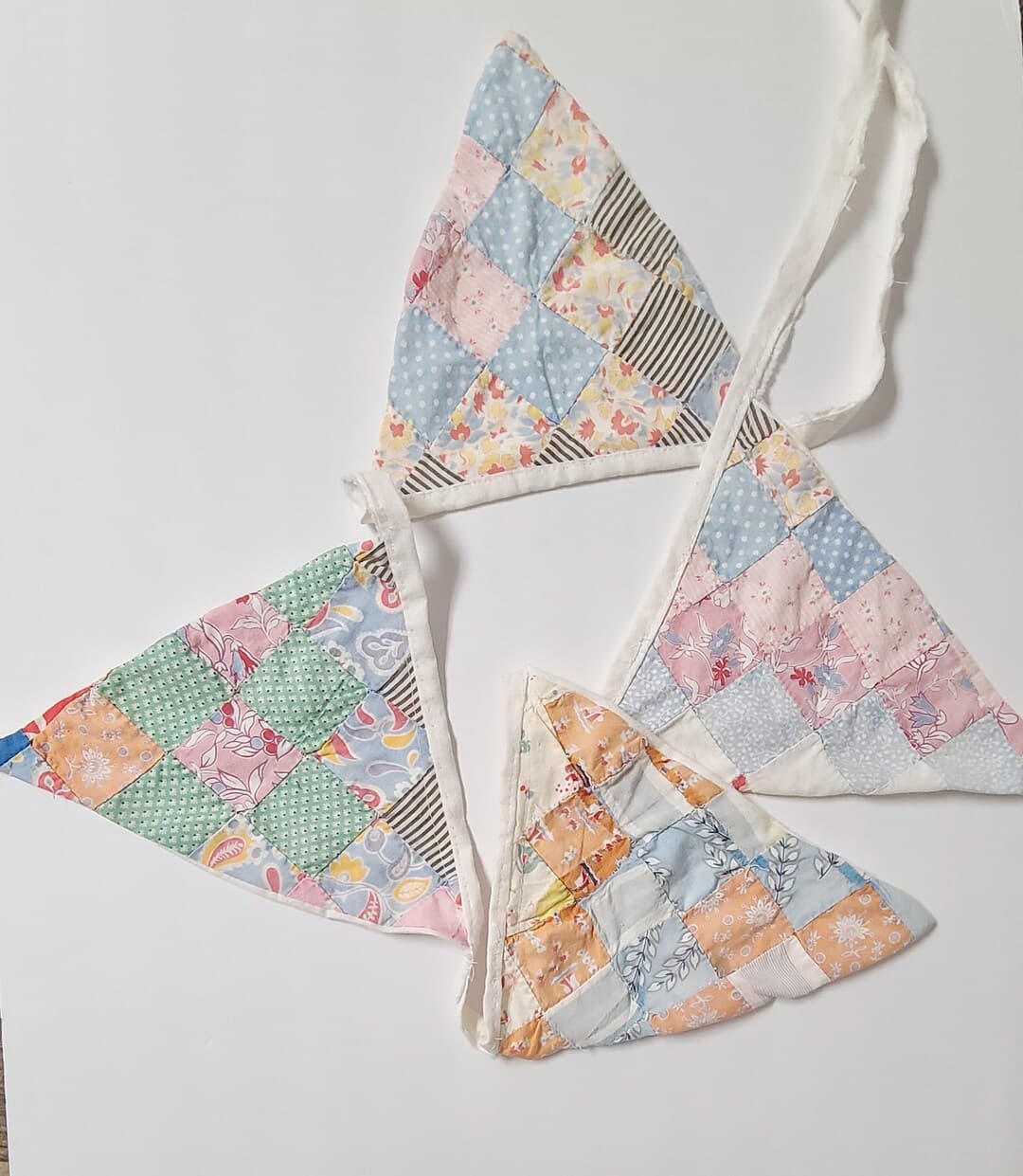 Decorative Pastel Garland Made From A Vintage Quilt, Patchwork, Bunting ...