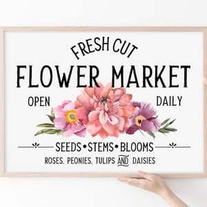 Fresh Cut Flower Market Print, Farmhouse Spring Wall Decor, Printable ...