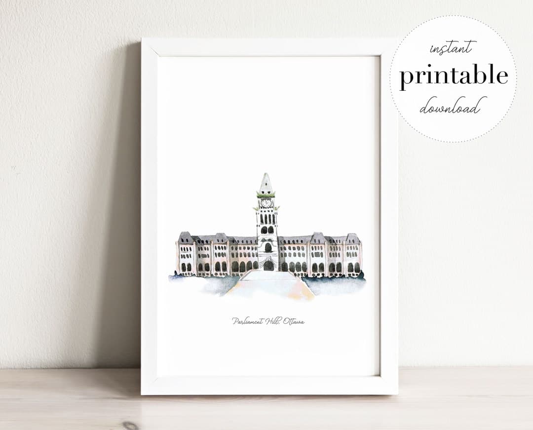 Parliament Hill Ottawa Printable, Illustration, Wall Art Print, Nursery ...