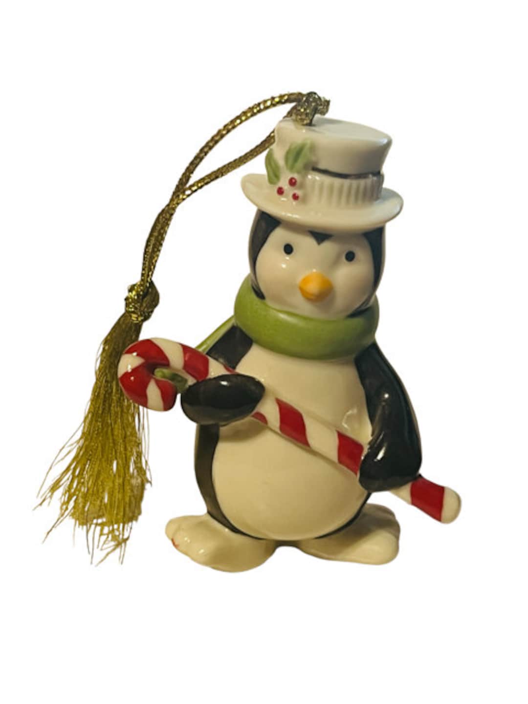 Lenox Christmas Ornament Vtg Holiday Figurine Penguin Candycane Candy ...
